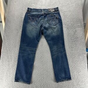 Vintage Mek Denim Jeans Mens 40x34 Blue Cody Straight Stitched Button Fly